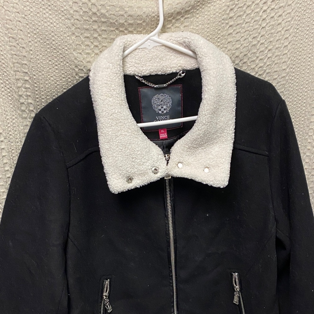 Vince Black Jacket with Cream Sherpa Collar